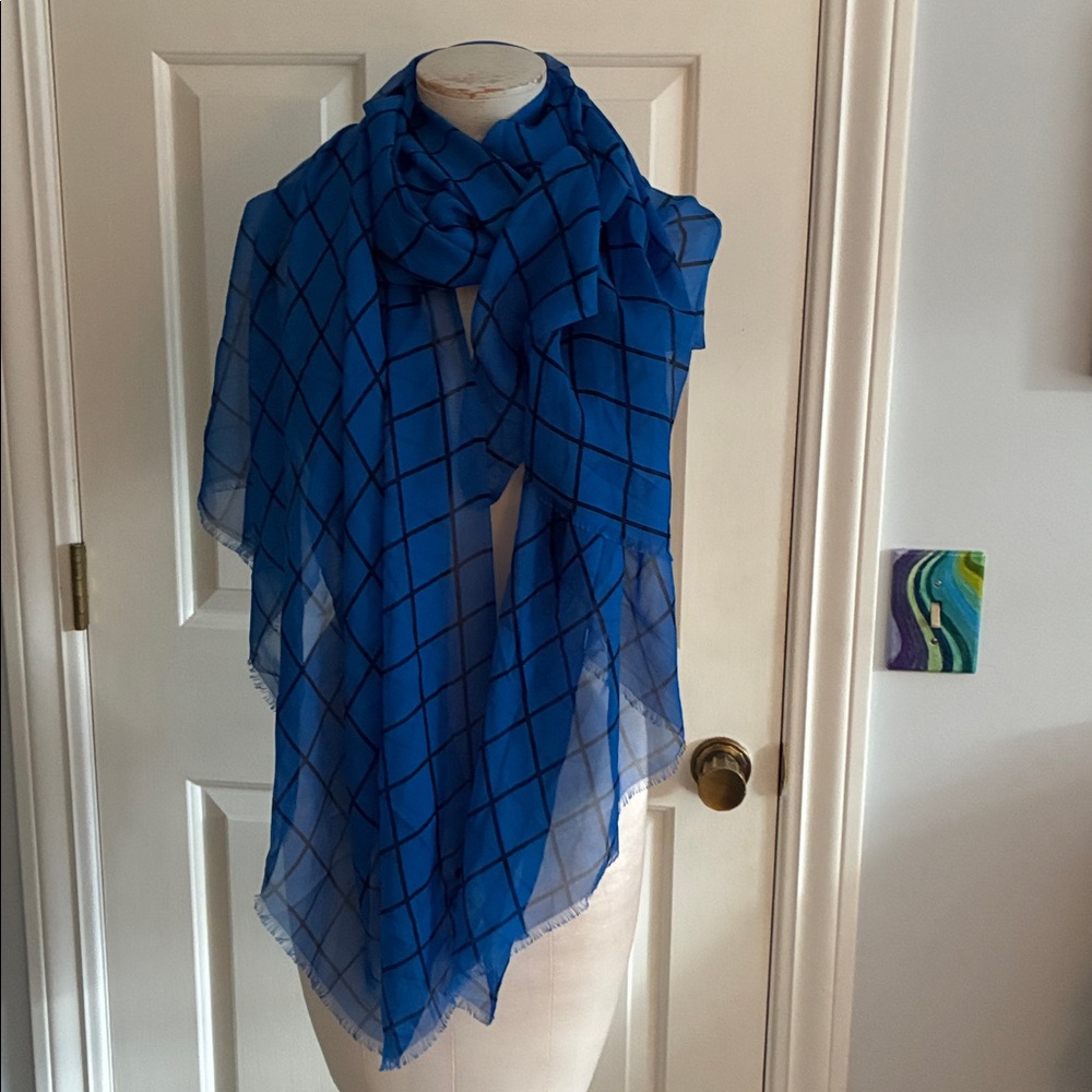 J. Crew Vibrant Blue Silk Scarf
